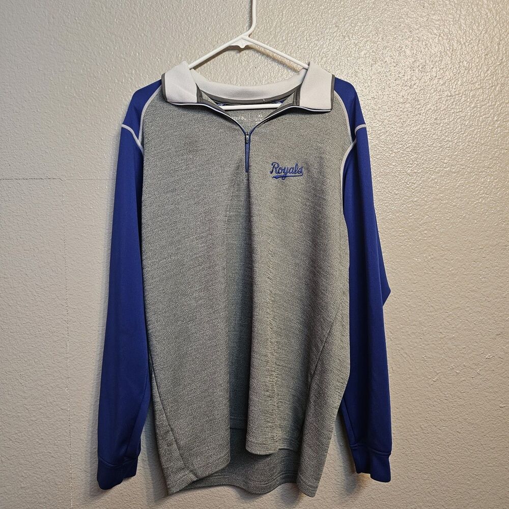 Antigua Kansas City Royals Quarter Zip Pullover XL Gray  MLB Lightweight P295
